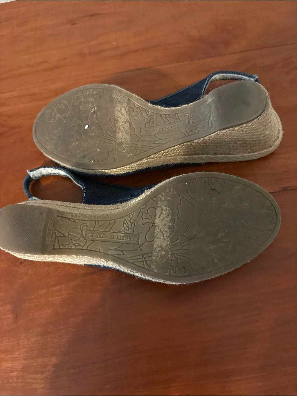 Montego Bay Club Denim Peep Toe Wedge Sandals Sz 7